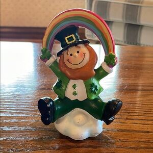 Rainbow St. Patrick's Day Leprechaun Figurine with Shamrocks